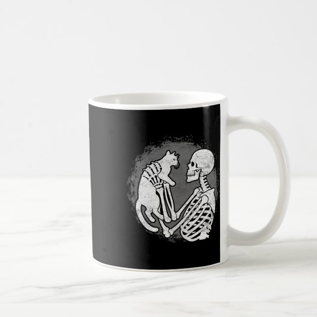 Taza De Café Skeleton Cat Skull Kitty Cute Halloween Halloween  (Derecha)