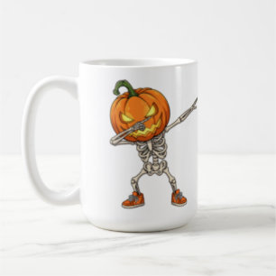 Taza De Café Skeleton con cabeza de calabaza Dab Dance Hallowee