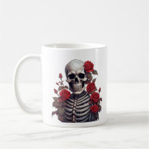 Skeleton con rosas rojas
