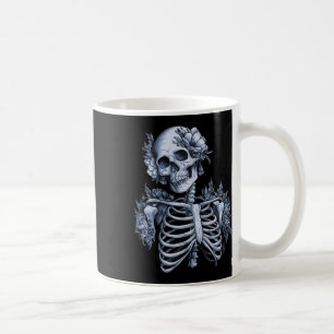 Taza De Café Skeleton Floral Skull Halloween Cebada gótica
