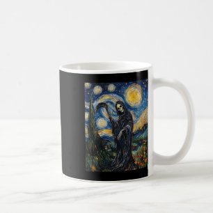 Taza De Café Skeleton Grim Reaper - Estilo Van Gogh - Nig Starr