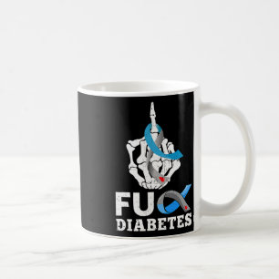 Taza De Café Skeleton Hand Fck Diabetes Blue Ribbon Awareness M