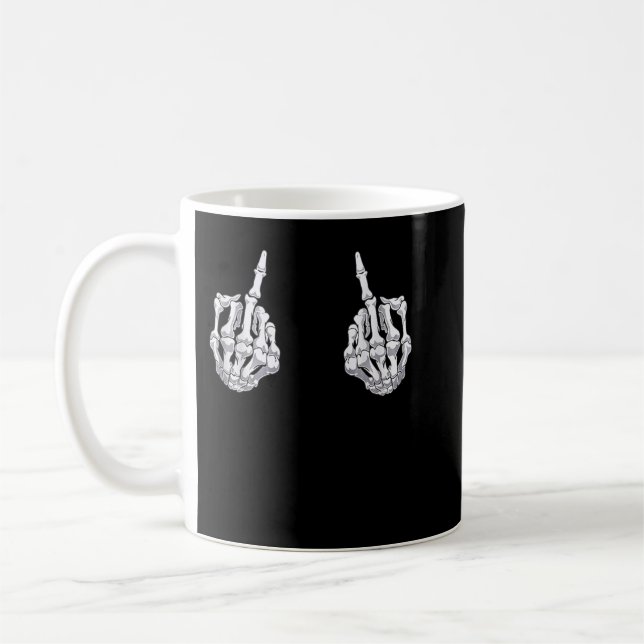 Taza De Café Skeleton Hand Halloween Huesos del Dedo Medio (Izquierda)