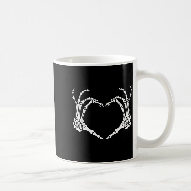 Taza De Café Skeleton Hand Heart Halloween Funny Bones Love  (Derecha)