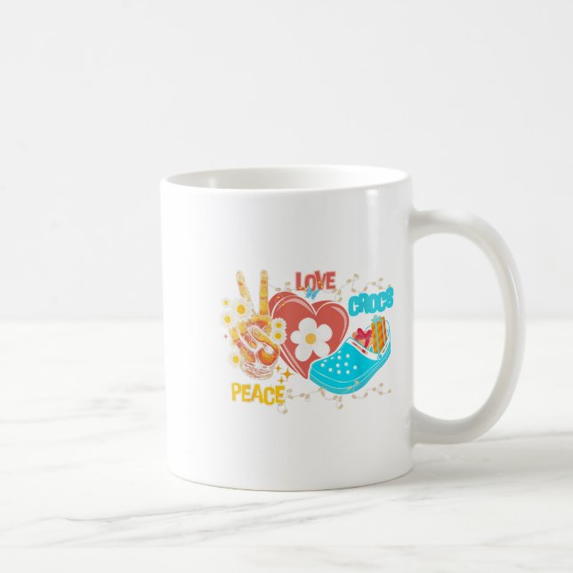 Taza De Café Skeleton Hand Peace Love-crocs Familia Navidad Paj (Derecha)
