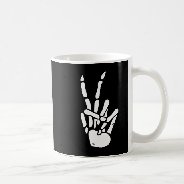Taza De Café Skeleton Hand Peace Sign Bone  (Derecha)
