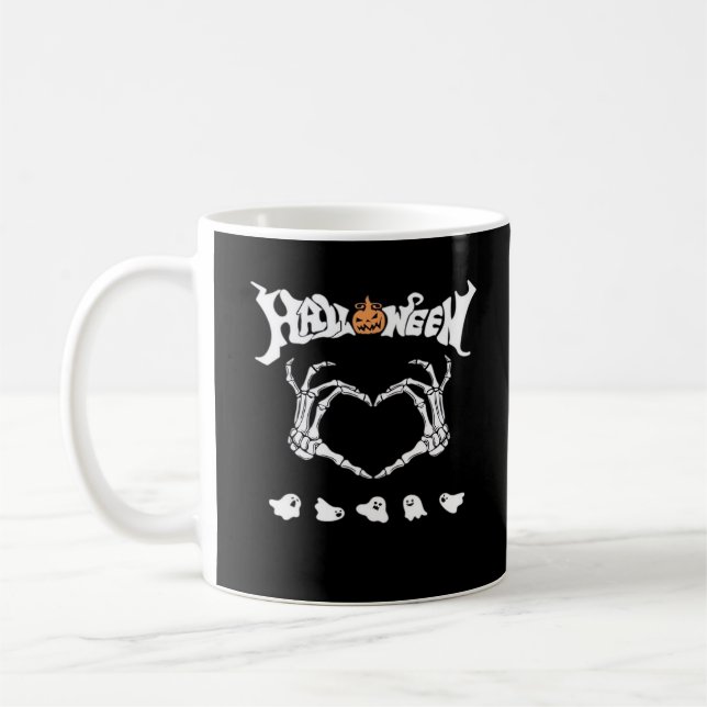 Taza De Café Skeleton Hand With , Diseño de Halloween (Izquierda)
