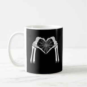 Taza De Café Skeleton Hands Cobweb Heart (Blanco) Classic