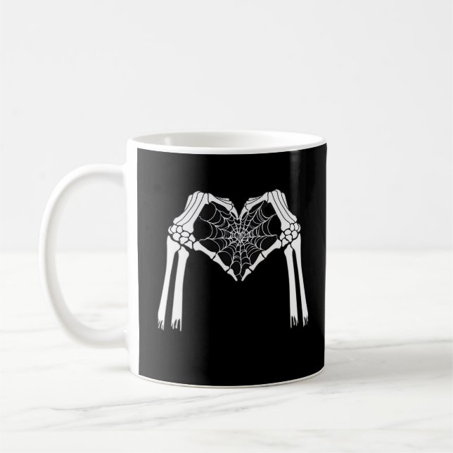 Taza De Café Skeleton Hands Cobweb Heart (Blanco) Classic (Izquierda)