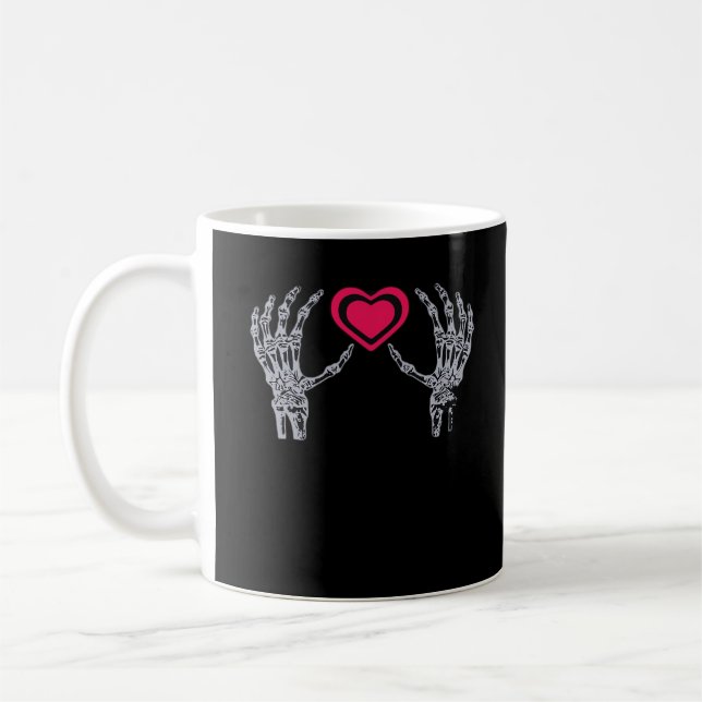 Taza De Café Skeleton Hands Heart Cute (Izquierda)