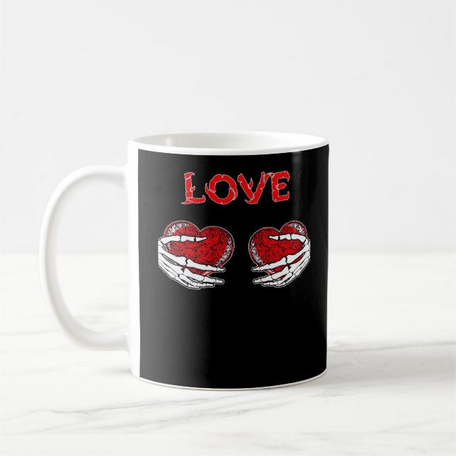 Taza De Café Skeleton Hands Heart Funny Design (Izquierda)