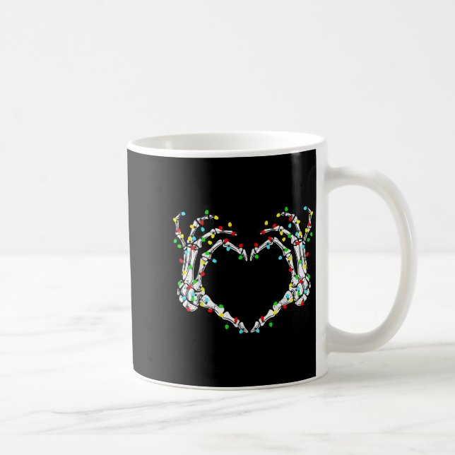 Taza De Café Skeleton Hands Heart Sign Light Christmas Costume  (Derecha)