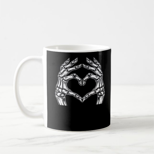 Taza De Café Skeleton Heart Hands Rótulo Halloween Disstume bás (Izquierda)
