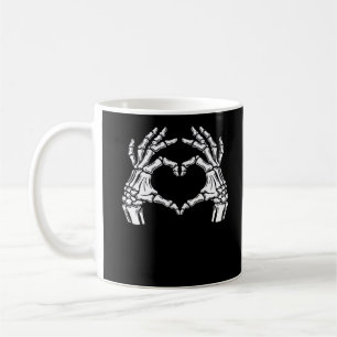 Taza De Café Skeleton Heart Hands Rótulo Halloween Disstume vir