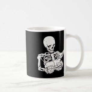 Taza De Café Skeleton Holding Cat Graciosa Esfinx de cráneo de