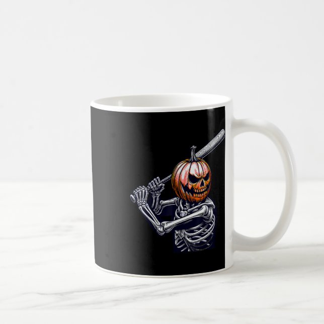 Taza De Café Skeleton Jugando Béisbol Halloween (Derecha)