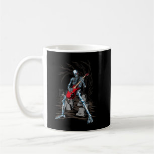 Taza De Café Skeleton Jugando Guitarra Halloween Acústico Eléct