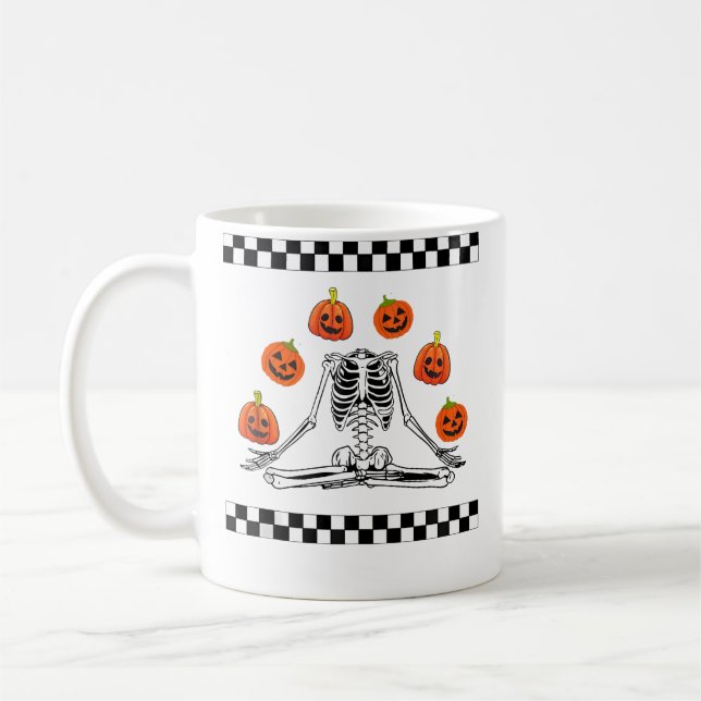 Taza De Café Skeleton Juggling Pumpkin Head Funny Skeleton Hall (Izquierda)