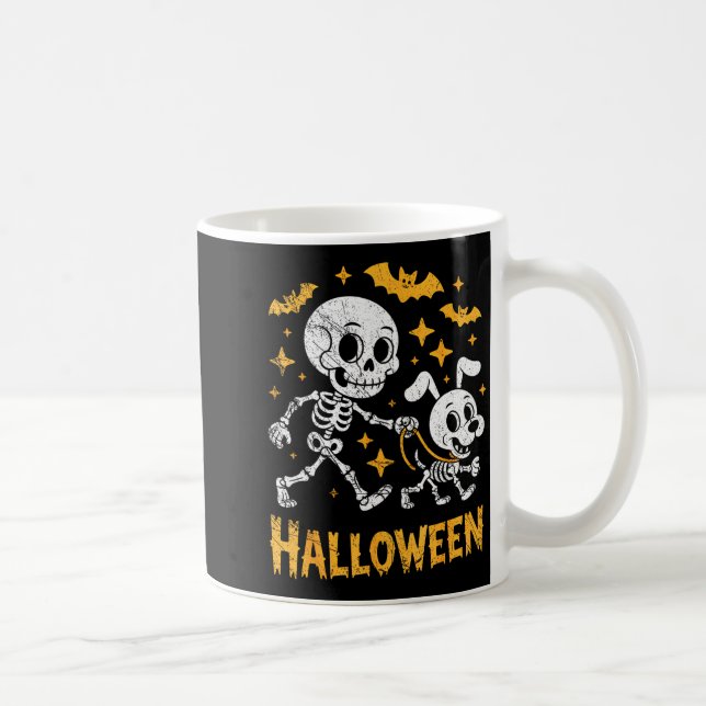 Taza De Café Skeleton Leads Dog Funny Skull Pet For Halloween C (Derecha)