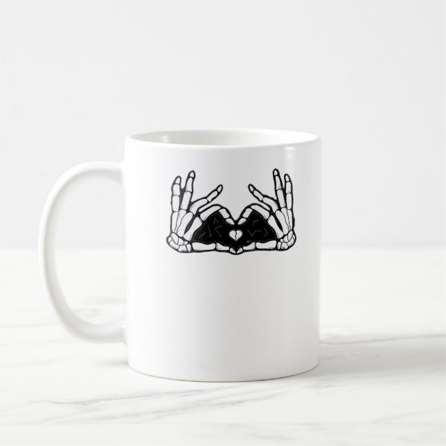 Taza De Café Skeleton Manda La Idea De Un Corazón (Izquierda)