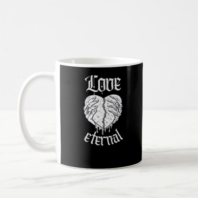 Taza De Café Skeleton Manos Corazón Gótico Clásico (Izquierda)