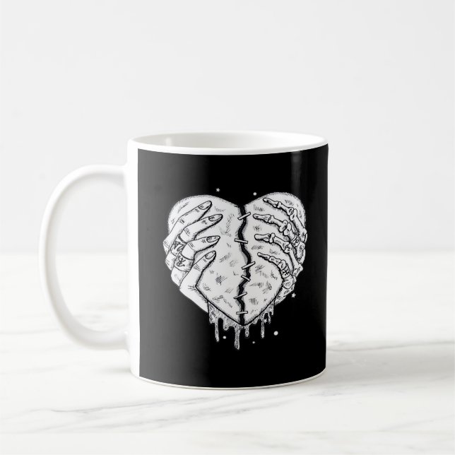 Taza De Café Skeleton Manos Corazón- Gótico Corazón Clásico (Izquierda)