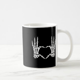 Taza De Café Skeleton manos Rótulo de corazón retro disfraz de