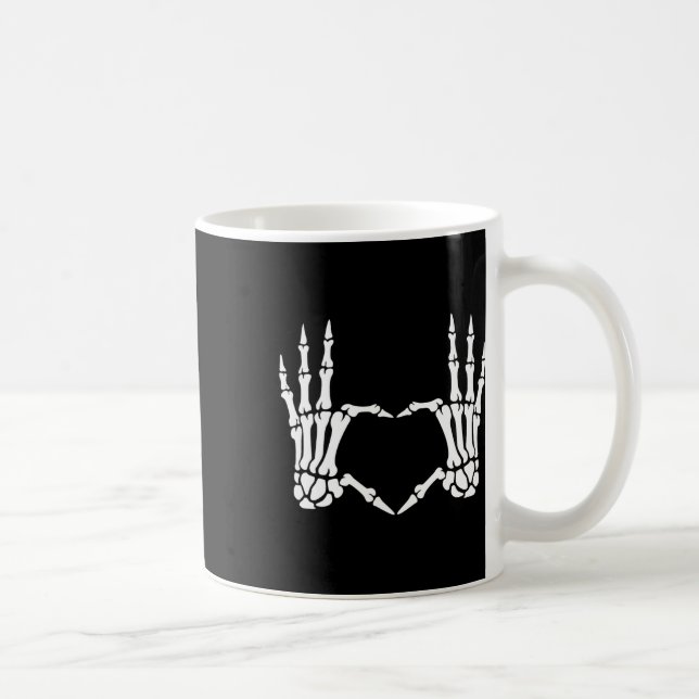 Taza De Café Skeleton manos Rótulo de corazón retro disfraz de  (Derecha)