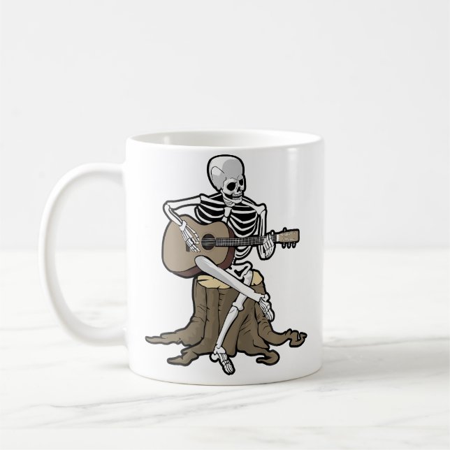 Taza De Café Skeleton Playing Guitar Halloween Acoustic Boys Gr (Izquierda)