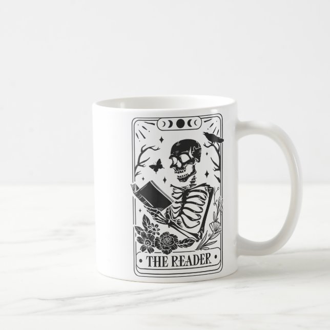 Taza De Café Skeleton Reading Book Lover Funny The Reader Tarot (Derecha)