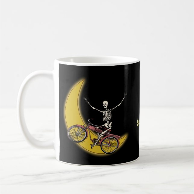 Taza De Café Skeleton Riding Bike Mug (Izquierda)