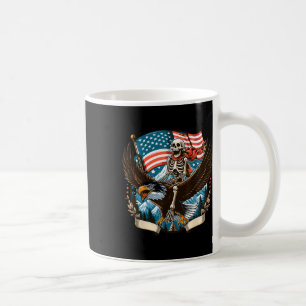 Taza De Café Skeleton Riding Eagle Estadounidense 4 De Julio Pa
