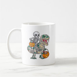 Taza De Café skeleton Riding Mummy Dinosaur Halloween Fun