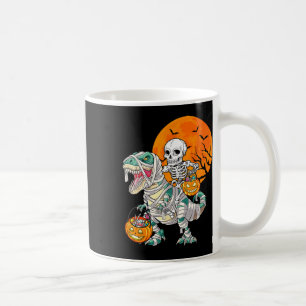 Taza De Café Skeleton Riding Mummy Dinosaur T Rex Halloween Div