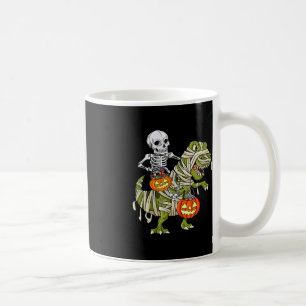 Taza De Café Skeleton Riding Mummy Dinosaur T rex Halloween Div