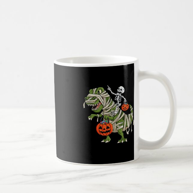 Taza De Café Skeleton Riding Mummy T Rex Halloween Chicas K (Derecha)