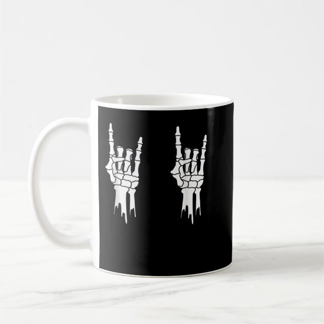 Taza De Café Skeleton, Rock On Hands, Halloween, Hombres Mujere (Izquierda)