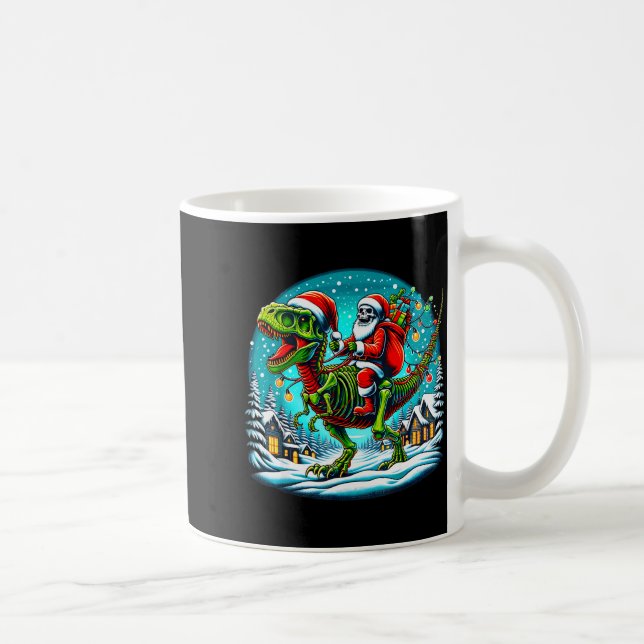 Taza De Café Skeleton Santa Riding T Rex Dinosaur Funny Christm (Derecha)