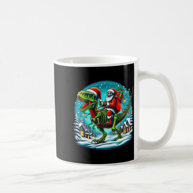 Taza De Café Skeleton Santa Riding T Rex Dinosaur Funny Christm (Derecha)