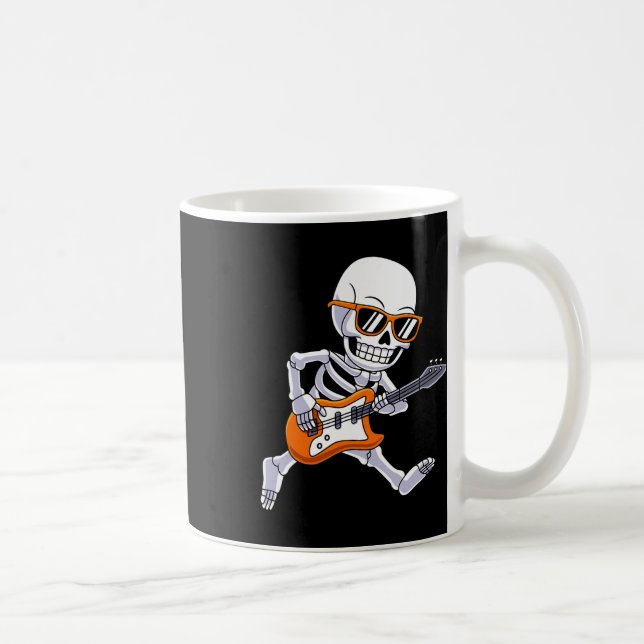 Taza De Café Skeleton Tocando Rock De Guitarra Y Niños Rollos (Derecha)