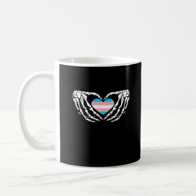 Taza De Café Skeleton Trans Pride Halloween Gótico transgénero  (Izquierda)