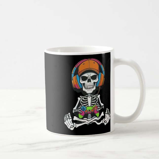 Taza De Café Skeleton Video Game Halloween Gaming Gamer Boys Me (Derecha)