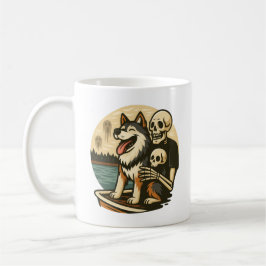 Taza De Café Skeleton with Dog on Haunted Lake Horror Art