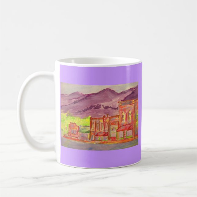 Taza De Café sketch de acuarela de pueblo montañés (Izquierda)