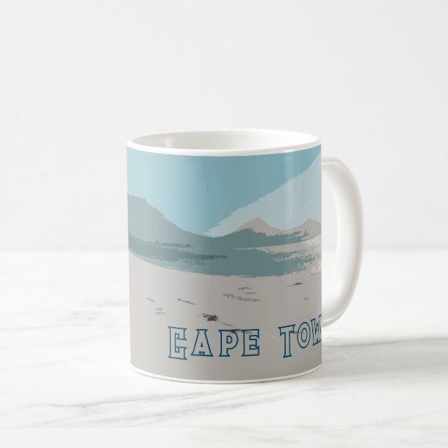 Taza De Café Sketch oceánico de la montaña de la Mesa de Ciudad (Anverso derecho)
