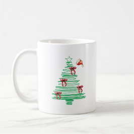 Taza De Café sketchy christmas tree with red bow and santa hat