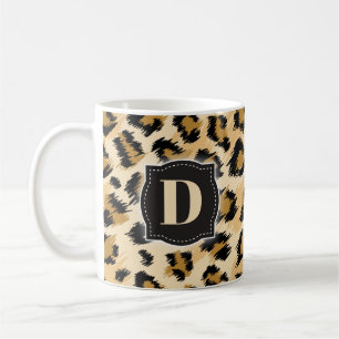 Taza De Café Sketchy Classic Leopard Pattern con Monograma Pers