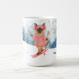 Taza De Café Ski Cat está esquiando en Fiesta de Despedida de S