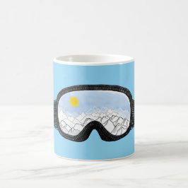 Taza De Café Ski Goggles Mountain View Ilustracion Light Blue