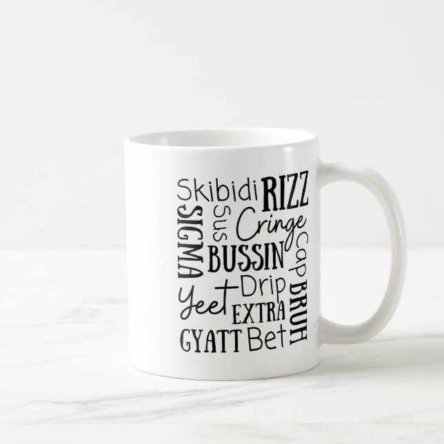 Taza De Café Skibidi Rizz Funny Kids Rizz Bussin Gen Z Christma (Derecha)